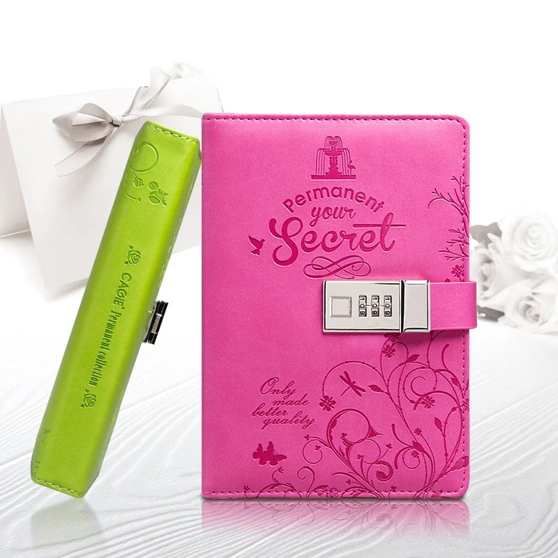 

Hot Diary with Lock code Leather Notebook paper128 sheets notepad note book Creative trends Pringed Office school supplies Gift