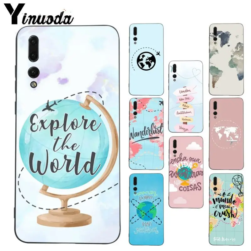 Yinuoda карта мира путешествия мягкий ТПУ чехол для телефона Huawei nova3i P20Lite P10 Plus Mate10Lite