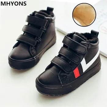 

2019 Winter Kids Boots brand boys girls warm leather sneakers fashion footwear children casual shoes plush non slip sport shoes