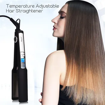 

CkeyiN Hair Straightener 2 in 1 Professional Ceramic Hair Iron with LCD Indicator PTC Fast Heat with Adjustable Temperature
