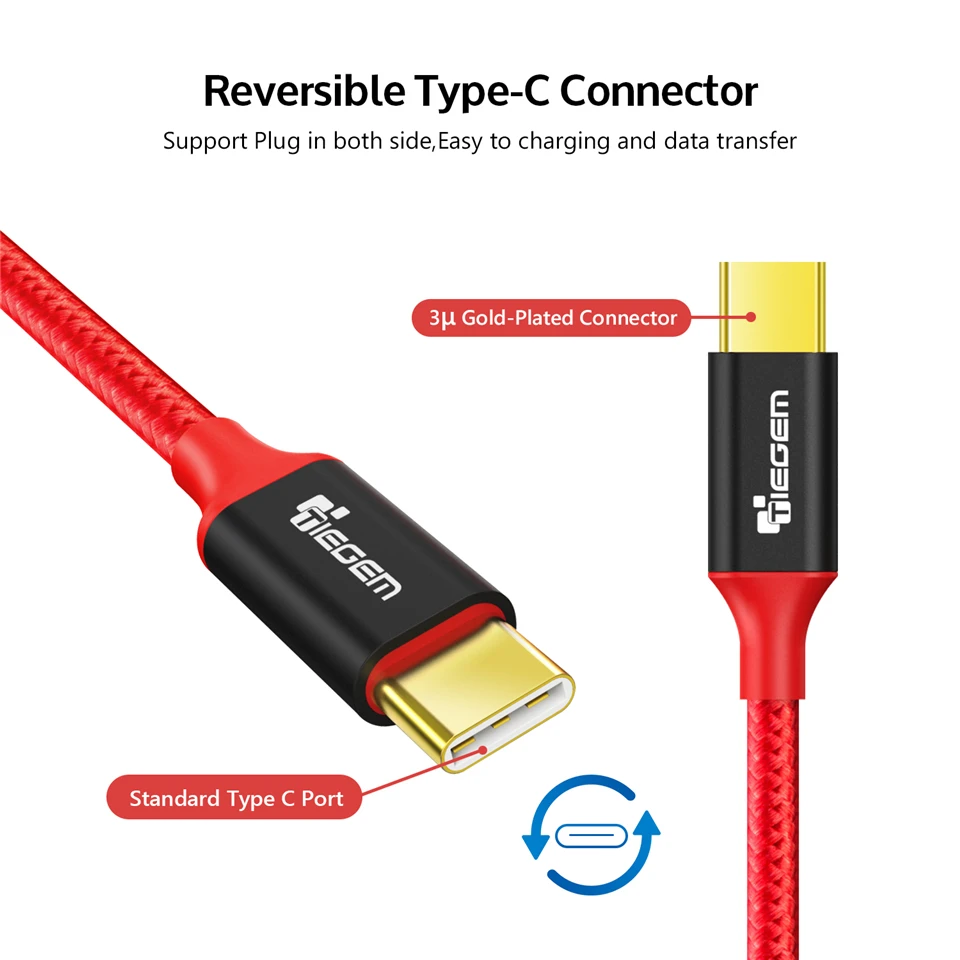 TIEGEM 3,1 usb type-C нейлоновый кабель для быстрой зарядки usb type-C USB-C кабель для синхронизации данных и зарядки для OnePlus 2 ZUK Z2 NEXUS 5X6 P Xiaomi