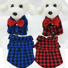 Нежные Формальные Рубашки для собак с красным галстуком-бабочкой Одежда для собак маленькие собаки, питомцы одежда для поло одежда для щенка клетчатая футболка куртка костюм
