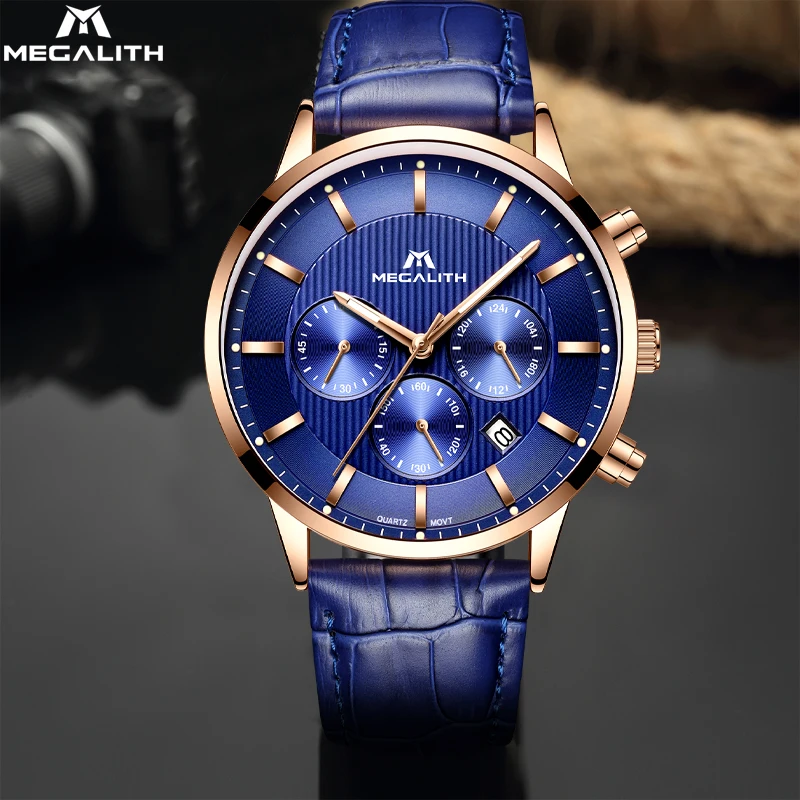 

MEGALITH Mens Watches Top Brand Luxury Waterproof Quartz Watches Clock For Male Leather Sport Wrist Watch Man Relogio Masculino