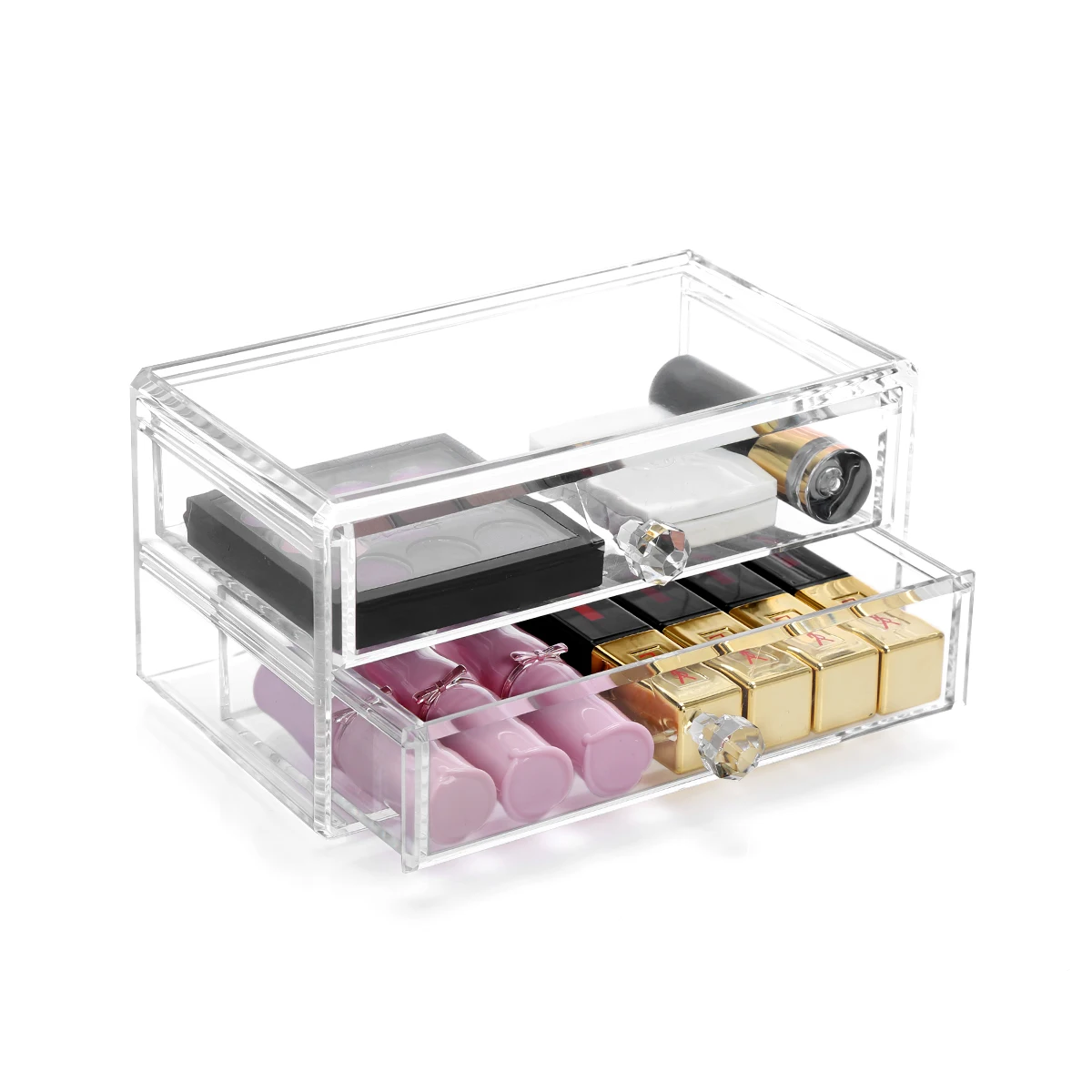 Home Storage Container 2 Drawers Acrylic Makeup Organizer Lipstick Nail