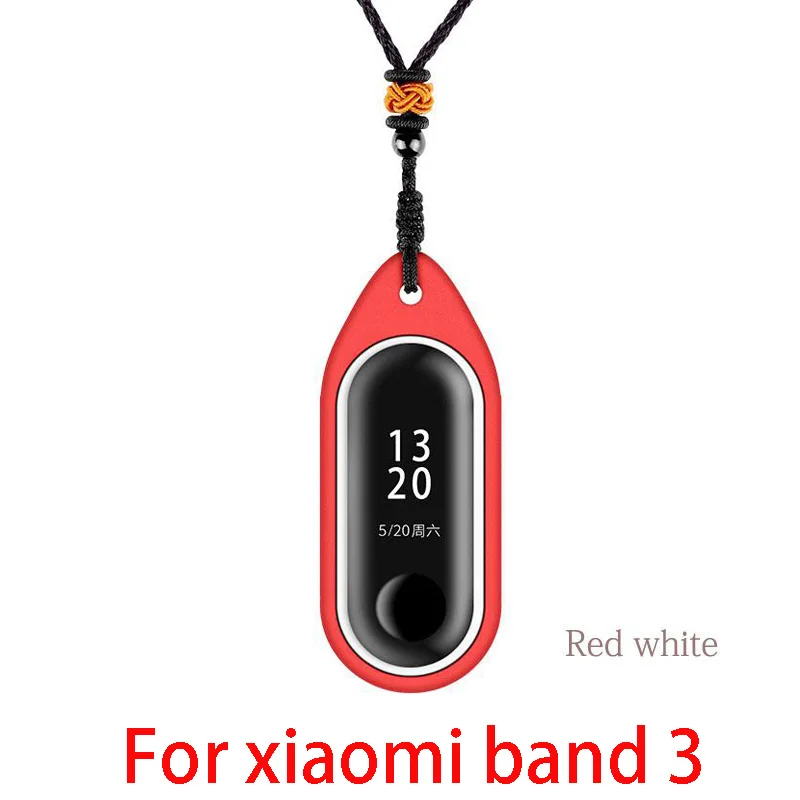 Для xiaomi mi band 3/2 ремешок силиконовый чехол ожерелье украшение correa mi band 3 Подвеска mi band 2 ремешок mi band 3 Аксессуары - Цвет: Red white