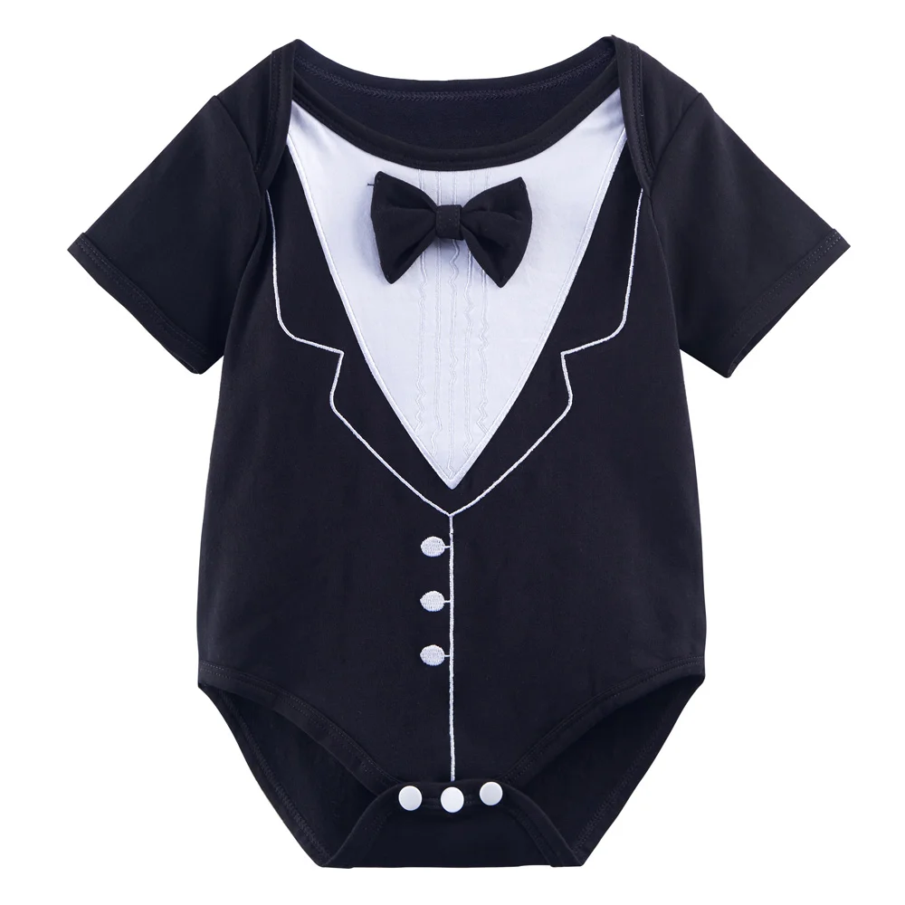 Костюм Джентльмена для маленьких мальчиков с галстуком-бабочкой, милый свадебный костюм для новорожденных, весна-лето, боди для новорожденных, боди на год