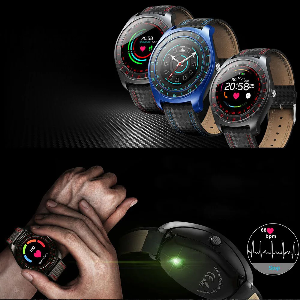 

Top V10 Smart Watch Men with Camera Bluetooth Smartwatch Pedometer Heart Rate Monitor Sim Card Wristwatch for Android Phone