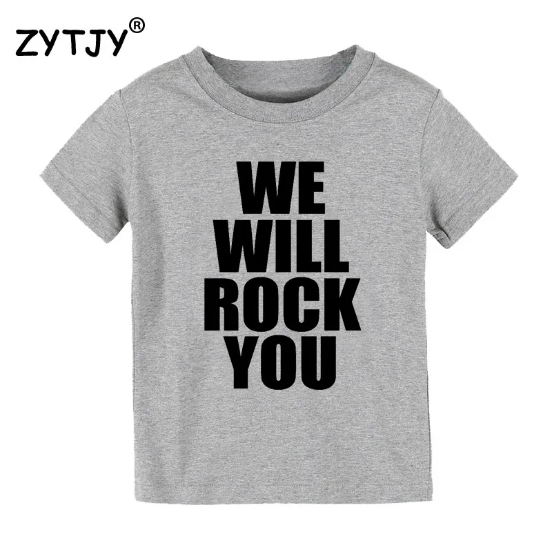 Детская футболка с принтом «We Will Rock You» футболка для мальчиков и девочек, одежда для малышей Забавные футболки Tumblr, Прямая поставка CZ-2