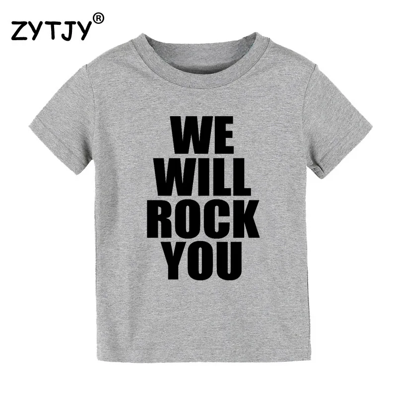 Детская футболка с надписью We Will Rock You для мальчиков и девочек детская одежда