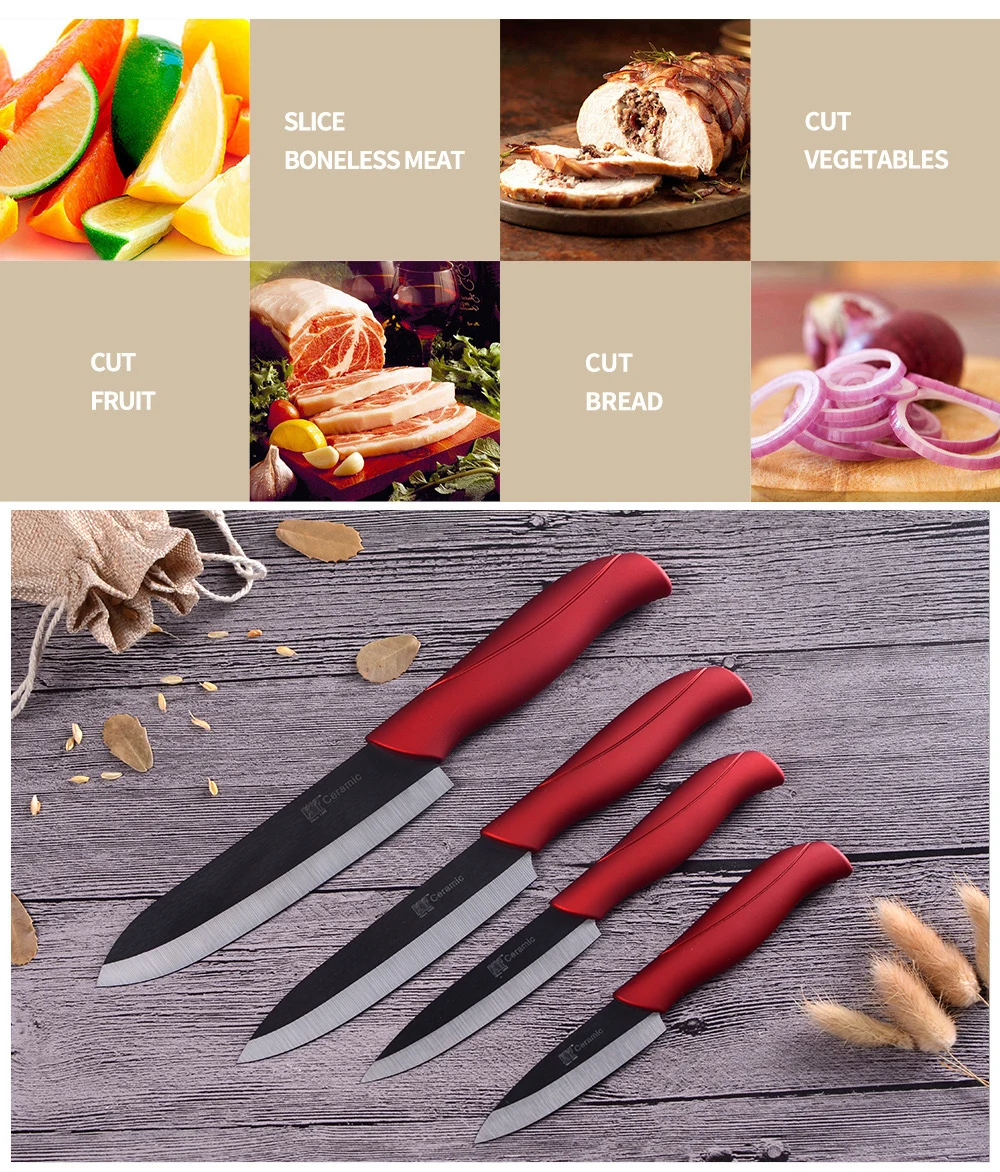 XYj Горячая цена Керамический кухонный нож набор 4 шт. набор шеф-повара кухонный нож супер острый Цирконий лезвие ABS+ TPR ручка нож