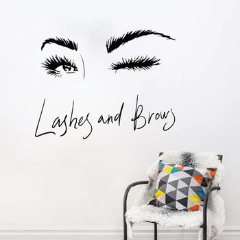 

Sexy Girl Eyes Eyelashes Brows Beauty Salon Wink Stickers Vinyl Interior Removable Wall Mural Barber Shop Decorative PosterZW233