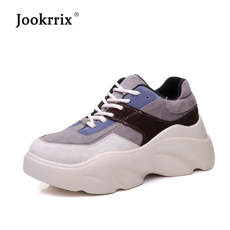 

Jookrrix 2018 Casual Warm Platform Shoes Women Fashion Brand Sneakers with Fur Lady chaussure Autumn Female footware Patchwork