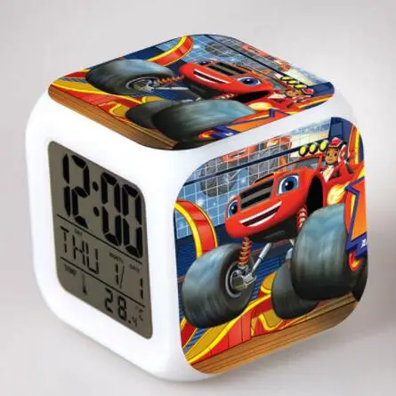 Blaze and Monster Machines светодиодный цифровой будильник часы reloj despertador de cateceira horloge digitale детские игрушки подарки - Цвет: Шоколад