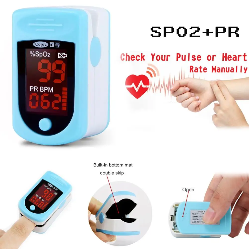 

Cofoe Medical Household Pulse Oximeter Finger Fingertip Oximeter Blood Oxygen Meter Pulse Heart Rate SPO2 Monitor OLED 1pc
