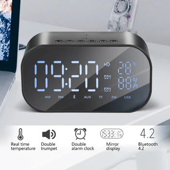 

Portable Alarm Clock Bluetooth Speaker Support Temperature LCD Display FM Radio Wireless Stereo Subwoofer Music Player