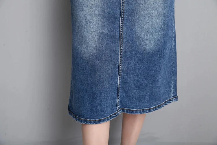 Женские джинсы, Обтягивающие юбки, синие, для девушек, высокая талия, длина до колена, Повседневная джинсовая юбка-карандаш для женщин, saia