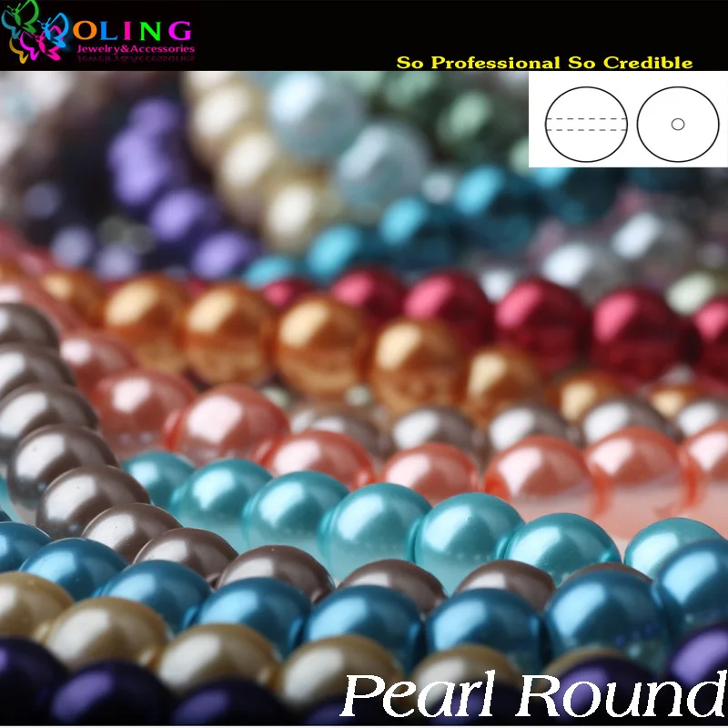 6MM 100PCS glass Pearls beads round pearl imitation DIY Bracelet earrings bead choker necklace Jewelry Making Mixed multicolor