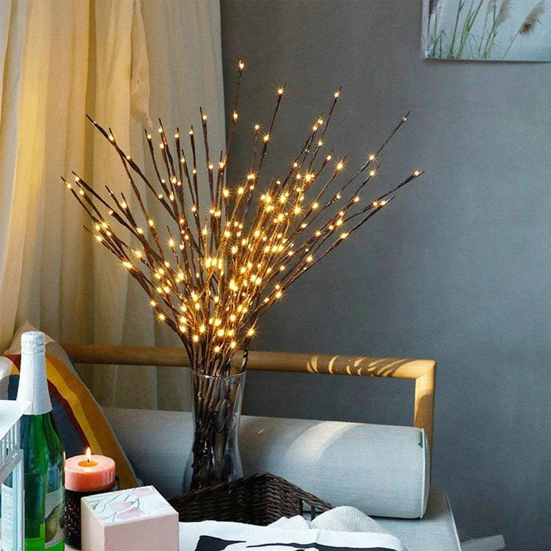 Christmas Wicker Vase Decorative LED Lights3