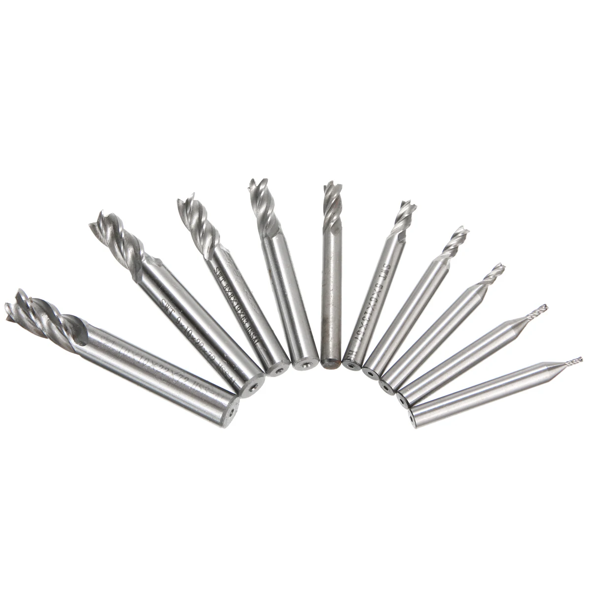 Lot de 10 forets à 4 cannelures - de 2 à 12 mm Fraise en Bout- Ensemble de  forets à tige droite HSS CNC pour perceuse - Ensemble d'outils pour bois,  aluminium, acier et titane