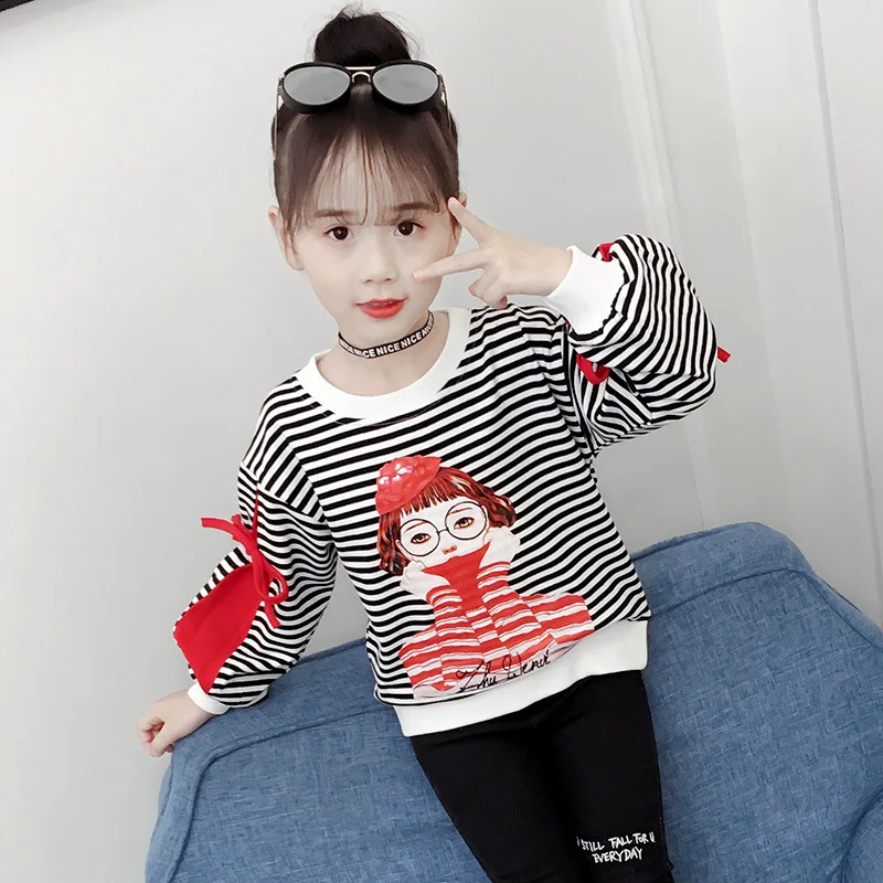 

Kids Shirt 2018 New Fashion Long Sleeve Print Cotton T Shirt Teenage Girls Top Fall Tee Shirt School Costume Toddler Clothing 12