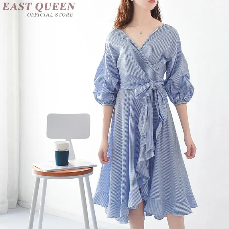 Vrouwen asymmetrische jurken High street jurken ruches Koreaanse Japanse Streetwear vrouwelijke gestreepte jurk AA3669 Vrouwen asymmetrische jurken High street jurken ruches Koreaanse Japanse Streetwear vrouwelijke gestreepte jurk AA3669