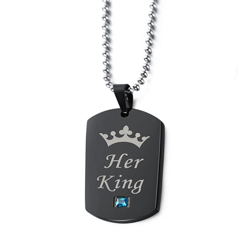 Her King & His Queen Couple Necklaces lovers pendant fashion crystal jewelry for women and men gifts Fashion Jewelry