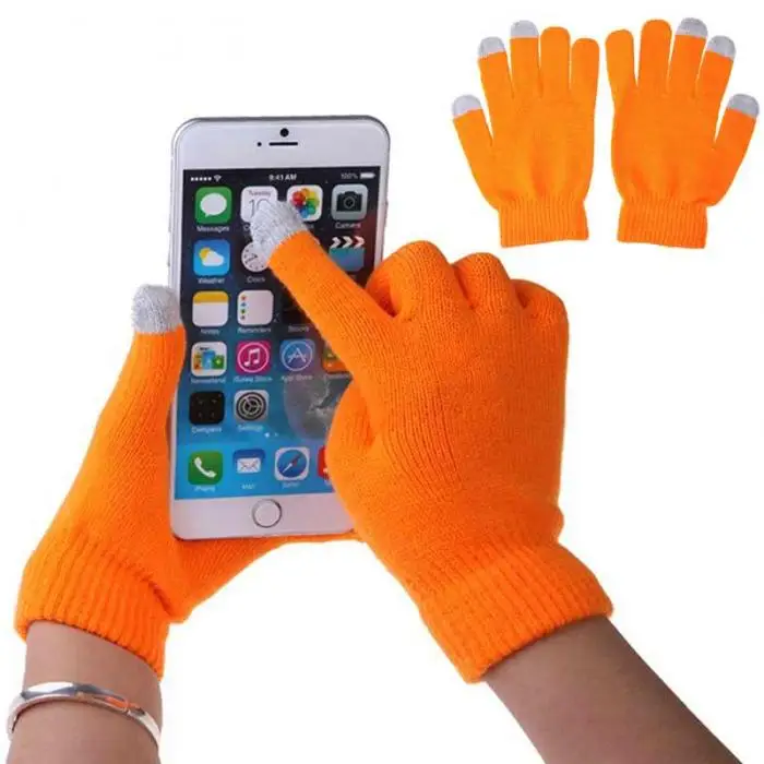 1 пара унисекс Зимние теплые емкостные вязаные перчатки грелка для рук для сенсорного экрана смартфона KS