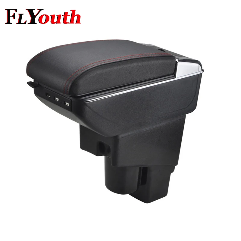 Для Honda Fit Jazz 2003-2007 автомобильный подлокотник с зарядкой от usb, двойной слой, центральный магазин, держатель для чашки, пепельница