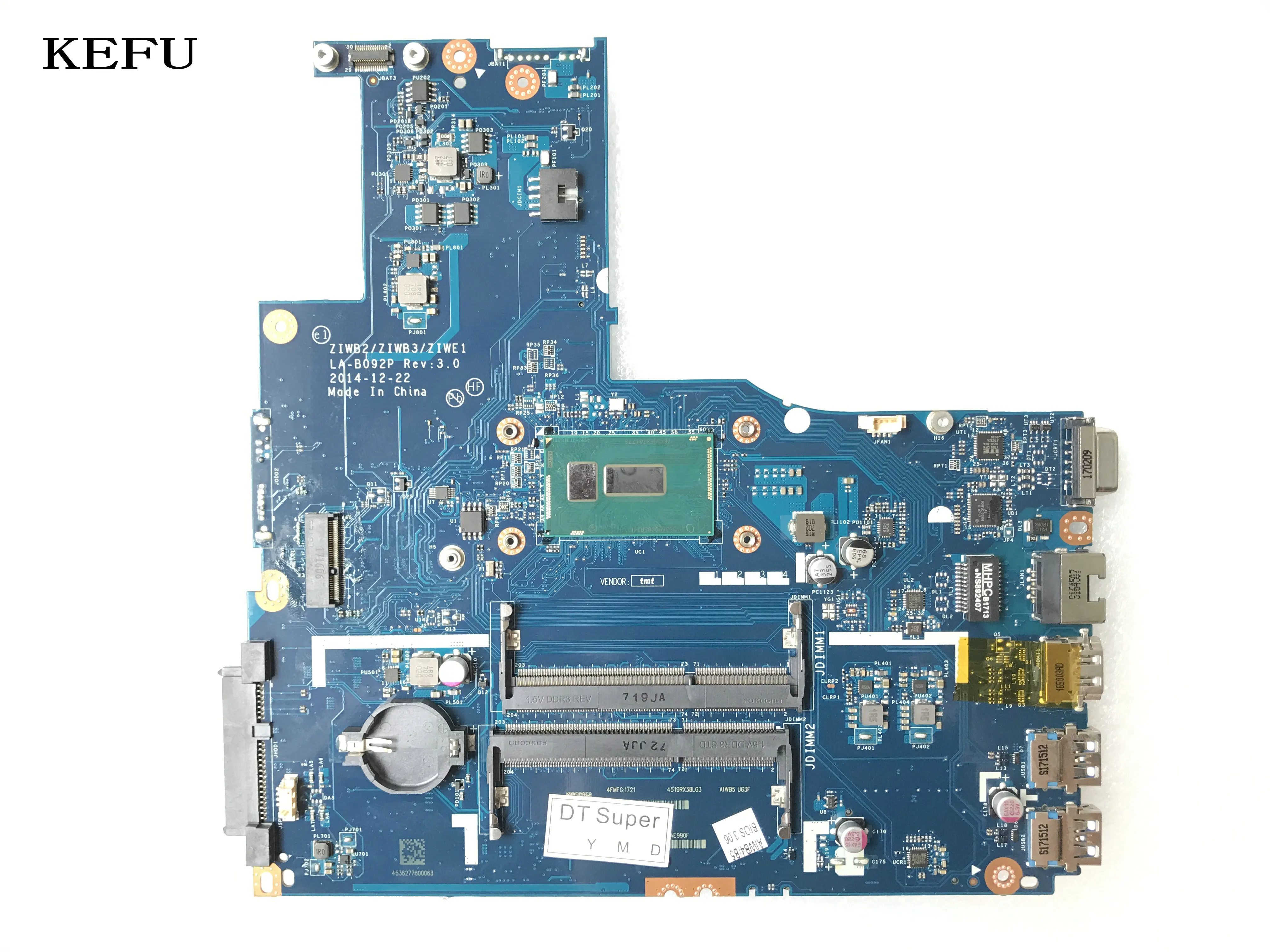 KEFU Доступен ZIWB2/ZIWB3/ZIWE1 LA-B092P для lenovo B50-70 материнская плата для ноутбука с процессором SR24B 3825(подходит для i3 i5 i7