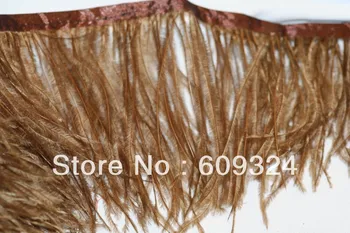 

free shipping 10 yard/lot 1 Ply Brown ostrich feather trimming fringe on Satin Header 5- 6inch in width