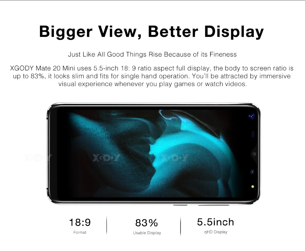 Xgody mate 20 мини мобильный телефон Android 9,0 2500 мАч мобильный телефон четырехъядерный 1 Гб + 16 Гб 5,5 дюйма 18:9 экран Двойная камера 3g смартфон