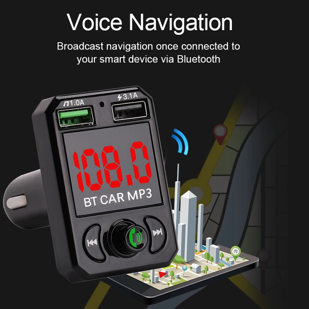 1 шт. Bluetooth автомобильный комплект fm-передатчик MP3-плеер с светодиодный двойной USB 4.1A быстрое зарядное устройство дисплей напряжения Micro SD TF воспроизведение музыки