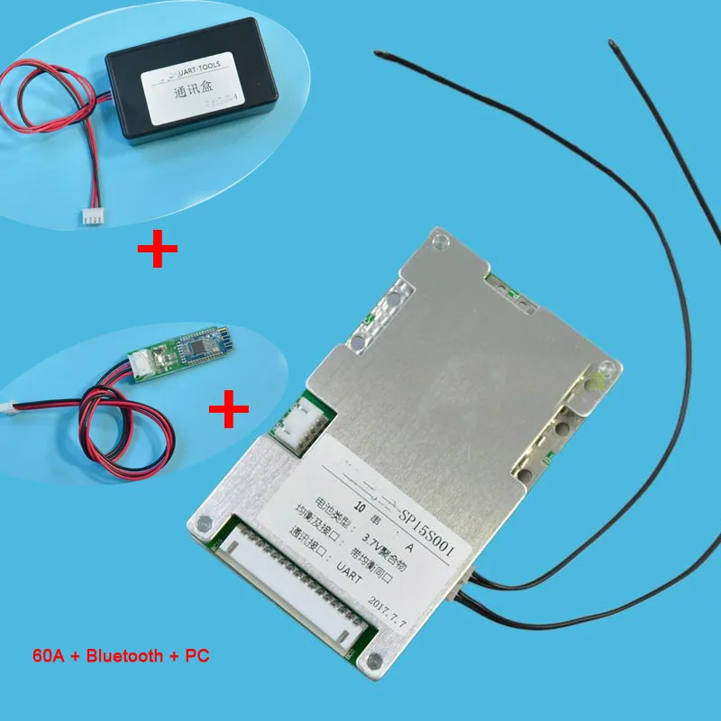 

15S 55.5V 60A-20A smart Lithium li-ion battery protection board BMS system Bluetooth phone APP UART software monitor FOR E-bike