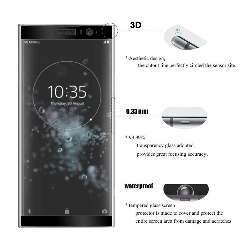 3D закаленное стекло для Sony Xperia XA2 plus Защитное sony x a2 a2plus xa защитная пленка