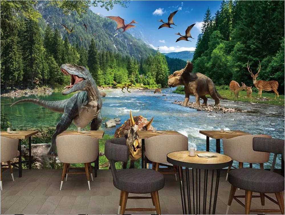 

Custom mural 3d wallpaper The Jurassic dinosaurs landscape room home decor painting 3d wall murals wallpaper for walls 3 d