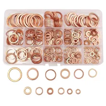 280 Anilhas Esmagar pçs/set Cobre Sólido Acessórios de Hardware Profissional 12 Tamanhos Variados Conjunto Anel de Vedação Plana
