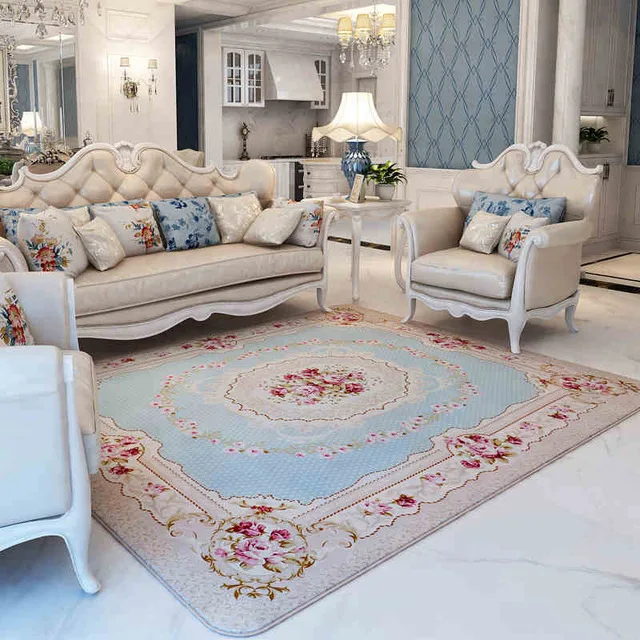 Romantic Rose Rug For Living Room,American Country Style Carpet Bedroom Rug 