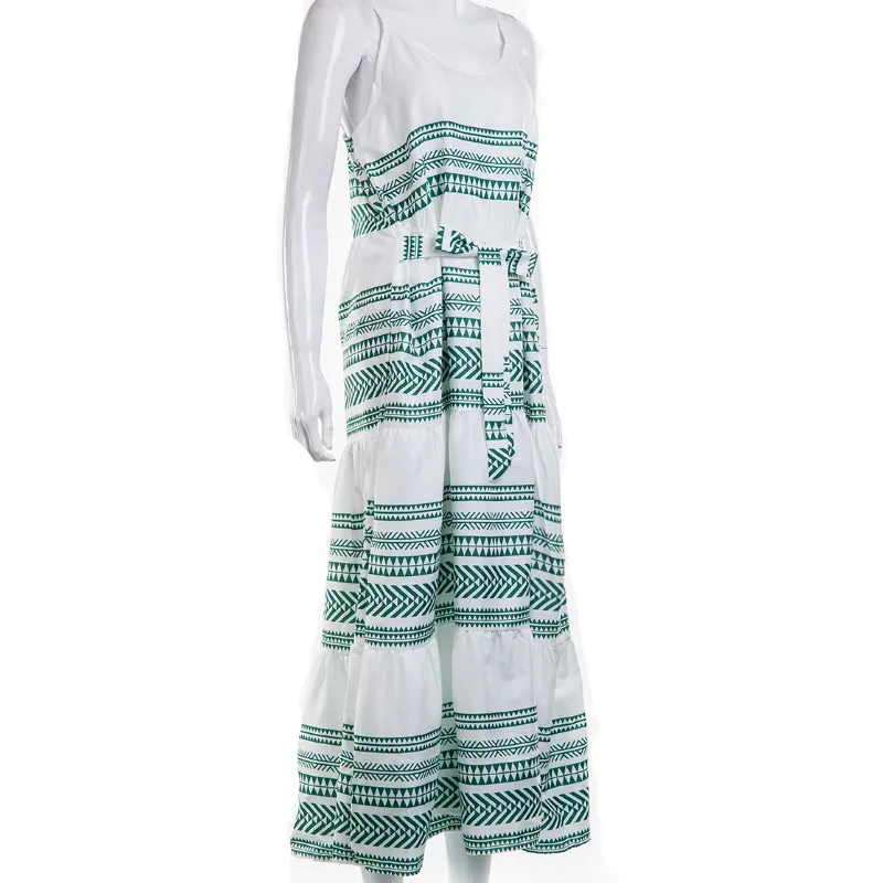 Женское летнее платье в стиле бохо без рукавов, пляжный сарафан, свободное повседневное праздничное длинное платье vestidos
