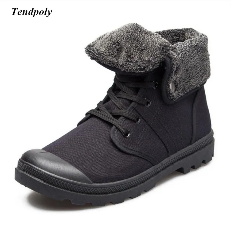Koop Winter nieuwe antislip ademend warm slijtvaste canvas schoenen outdoor mode herenschoenen Paladin wilde korte tie mannen laarzen