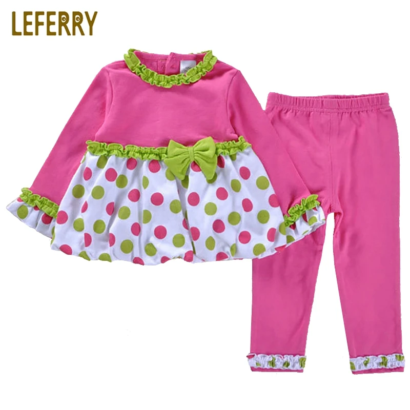 

Cute Baby Girl Clothes Set Dresses + Legging Pants Rose Red Toddler Girls Clothing Sets Infant Clothing Cotton 2018 New Fashion