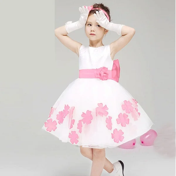 Elegante Bebe Filles Cadeau D Anniversaire Fleur Blanche Robe De Soiree Mignon Arc Infantile Princesse Enfants Filles Robe De Mariee De Demoiselle D Honneur Vetements Aliexpress