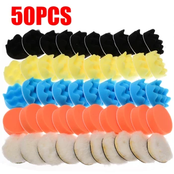

50pcs 3 Inch Soft Sponge Polishing Waxing Buffing Pads Kit For Car Auto Polishing Pad Power Tools