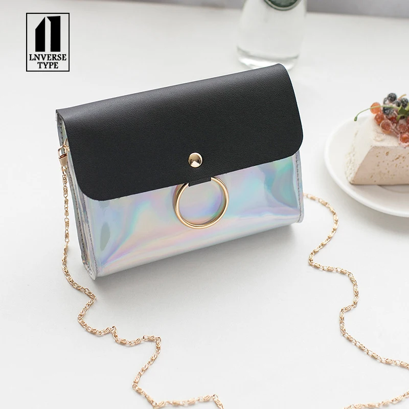الليزر Crossbody حقيبة للنساء إمرأة حقائب والمحافظ يدّ حقائب سهرى سلسلة البسيطة حقيبة كتف دائرة صغيرة حقيبة ساعي