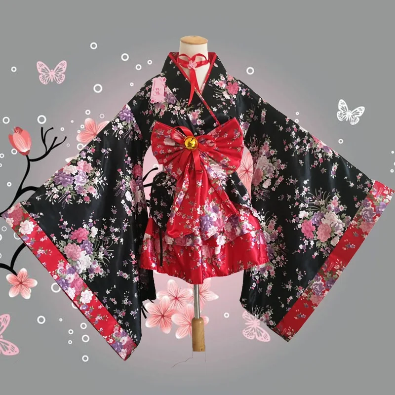 Женский короткий костюм для косплея love live красное кимоно в стиле японской Лолиты