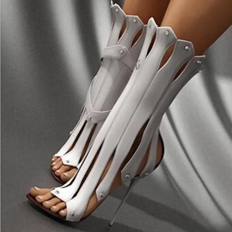 

Newest Women Sexy Ruffles Plain Open Toe Zippers Gladiator Sandals Boots Women Fashion High Heel Sandal Booties Shoes Free Ship