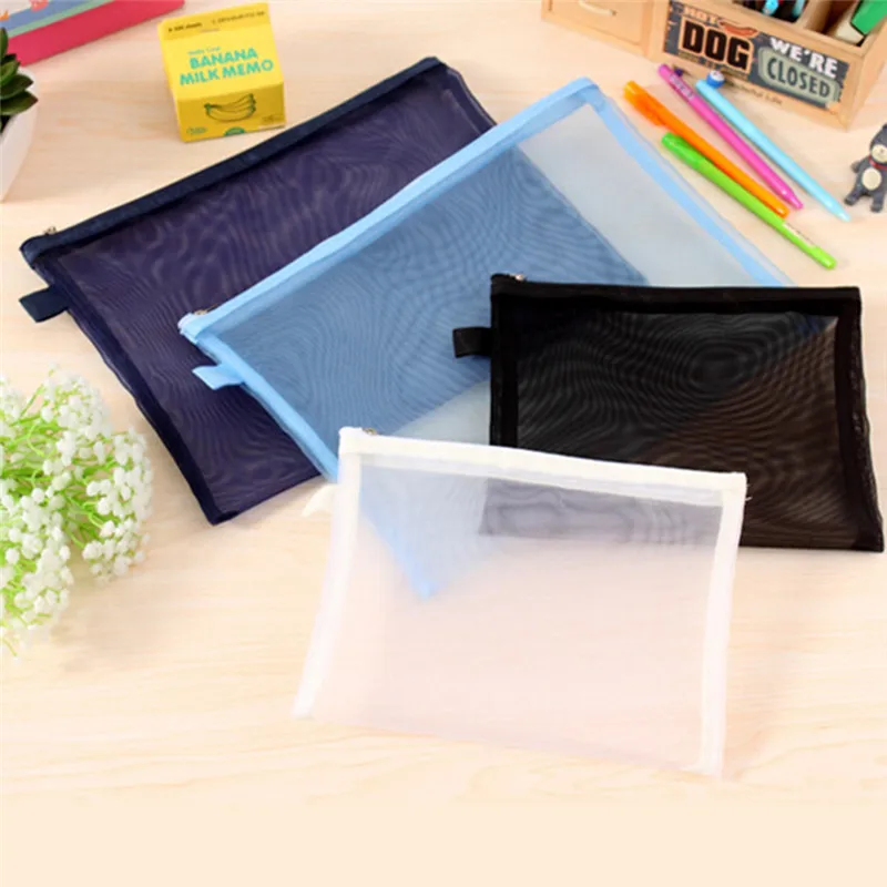 Transparent S/L Size Zip File Bag Zipper Stationery Bag Clear Exam