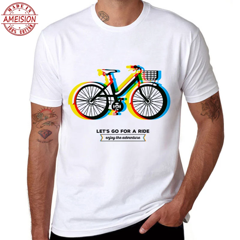 2019 New Fashion Cool T Shirts For Men color Bikes T-Shirts Funny Cotton Short Sleeve O-Neck Tshirts Top Tee Shirt | Мужская одежда