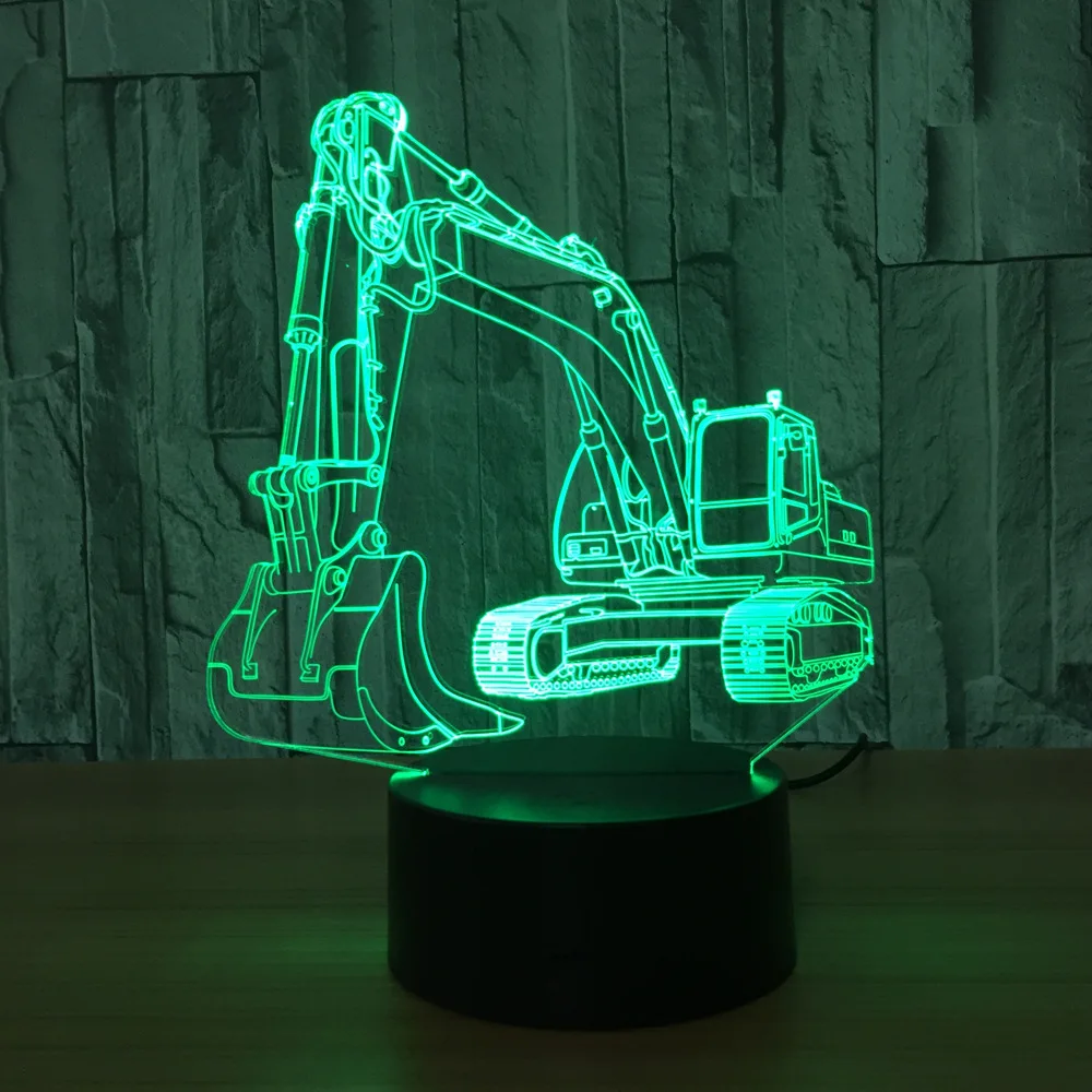  Excavator 7 Color Lamp 3d Visual Led Night Lights For Kids Touch Usb Table Lampara Lampe Baby Sleep - 32841030302