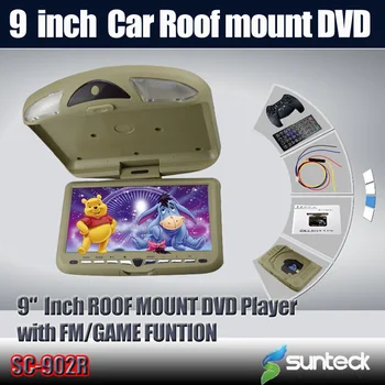 

Free Shipping 9 inch Car Roof Mount DVD Palyer With 32bit Game+MPEG4+USB+SD+FM