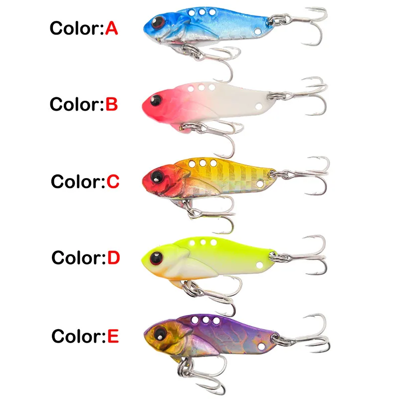 New 1pcs Metal Laser VIB Fishing Lure 5.5g 35mm Winter Ice Jig Fishing Tackle Crankbait Vibration Spoon Spinner Sinking Bait